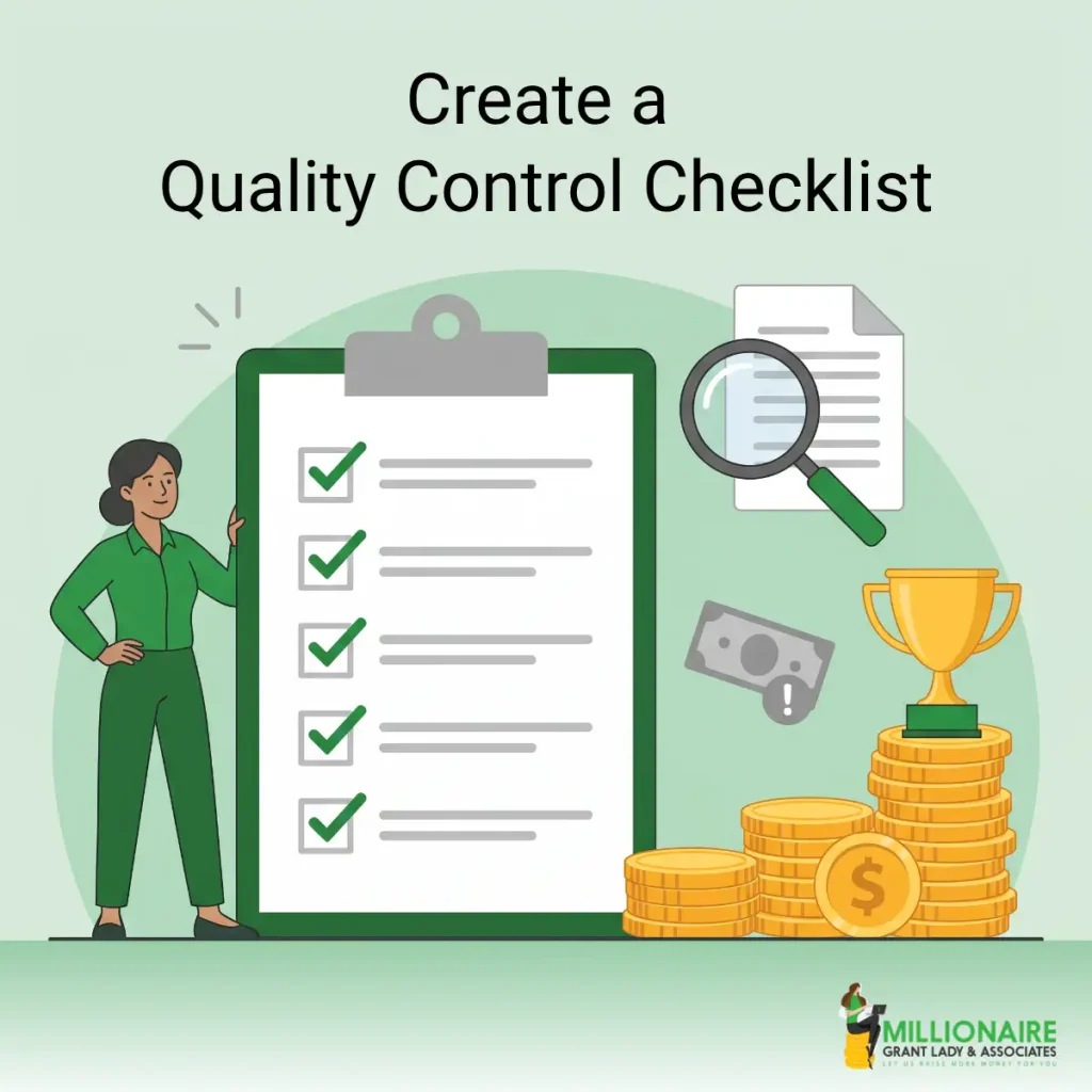Quality control checklist with woman